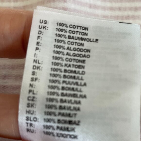 Desoto Eve Collared V Neck Striped Button Down Cotton Blouse Red Wht Sz 36 NWOT - Picture 11 of 15